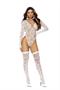 Sheer long sleeve hexagon pattern teddy