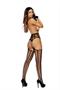 Striped net suspender pantyhose.