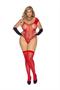 Chevron striped crochet deep V teddy and matching stockings.