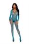 Fishnet and lace long sleeve bodystocking