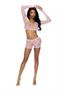 Heart net long sleeve cami top with matching booty shorts