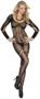 Long sleeve crochet bodystocking with floral design and open crotch.