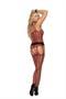 Vertical striped fishnet suspender bodystocking