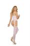 Fishnet and lace suspender bodystocking.