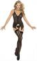 Three piece set. Zip front pothole camisette, g-string and stockings.