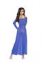 Long sleeve lace gown with front slit and g-string
