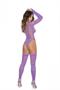 Sheer long sleeve hexagon pattern teddy and matching stockings.