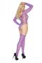 Sheer long sleeve hexagon pattern teddy and matching stockings.
