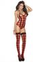 Sheer striped pattern teddy and matching stockings.