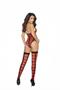 Sheer striped pattern teddy and matching stockings.