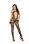 Opaque and diamond net striped bodystocking