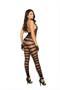 Opaque and diamond net striped bodystocking
