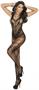 Seamless net crochet bodystocking with open crotch.