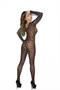 Sheer long sleeve polka dot bodystocking with open crotch.