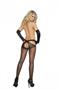 Sheer criss cross suspender pantyhose.