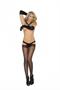 Sheer criss cross suspender pantyhose.