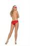 Stretch satin panty with lace overlay and ruched back