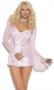 3 pc Satin babydoll, G-string and Mesh Long Sleeve Coat