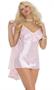3 pc Satin babydoll, G-string and Mesh Long Sleeve Coat