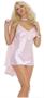 3 pc Satin babydoll, G-string and Mesh Long Sleeve Coat