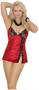 Charmeuse baby doll with lace trim and matching g-string