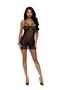 Mesh and crochet lace babydoll with underwire demi cups, strappy front detail