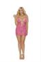 Mesh and lace mono wire babydoll with a deep V front-Plus Size