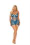 Eyelash lace underwire babydoll with vertical stripes