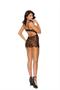 Eyelash lace babydoll with criss cross lace up front