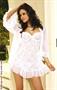 Fancy lace babydoll with sleeve sheer jacket & panty