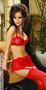 Embroidered mesh underwire bra with waist cincher & g-string