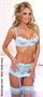 Embroidered mesh underwire bra with waist cincher & g-string