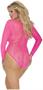 Plus Size Deep V Stretch Lace Teddy with Long Sleeves
