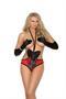Stretch satin teddy with bow detail
