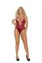 Mesh, lace and satin teddy with underwire cups