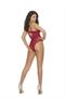 Mesh, lace and satin teddy with underwire cups