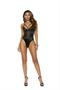 Mesh, lace and satin teddy with underwire cups