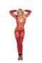 Long sleeve sheer and opaque bodystocking