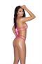Lycra bikini top and matching g-string with Neon Pink trim.