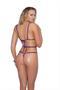 Lycra bikini top and matching g-string with Purple trim.