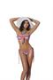 Lycra bandeau top and matching g-string with ruffle trim.