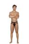 Men's fishnet and lycra jock strap with red trim.