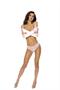 Lace panty with pearl accent and open crotch.