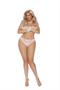 Lace panty with pearl accent and open crotch.