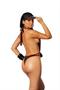 Deep V monokini with orange trim.