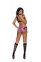 School Daze - Cupless bra top, panty with attached garters and matching tie.