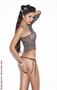 Mesh one shoulder top and tie side g-string