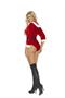 Santa's Tease - 2 pc. costume includes velvet teddy with 3/4 sleeves, attached hood and detachable elastic belt.