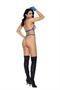 Leather and chain halter neck bra