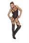 Leather & fishnet underwire teddy with thong back